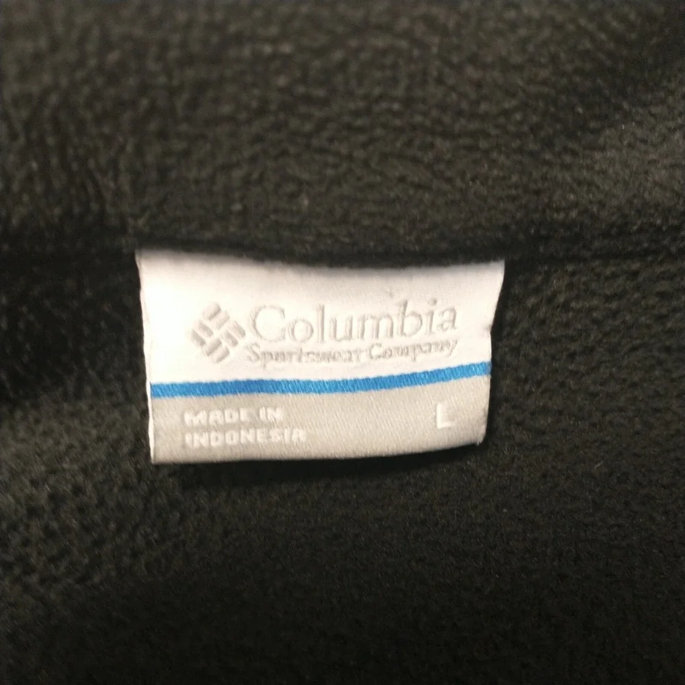 Columbia Mens Full Zip Fleece Jacket Black Mock Neck Large Zippered Pockets